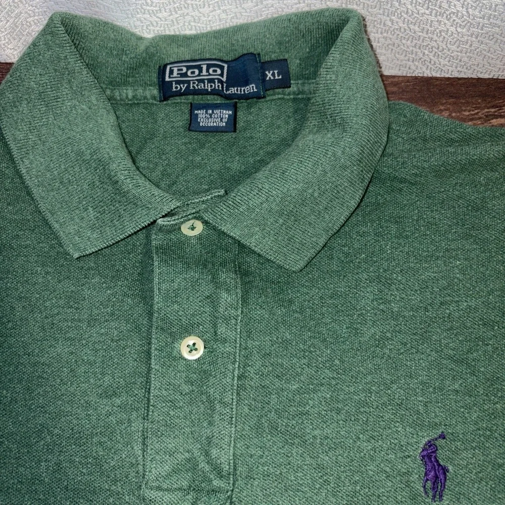 Polo Ralph Lauren Men's XL Short Sleeve Polo Green Purple Pony Cotton